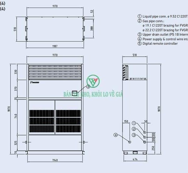 Điều hòa tủ đứng Daikin Packaged inverter 70.000BTU FVGR200PV1 / RZUR200PY1 [Điện máy EEW]