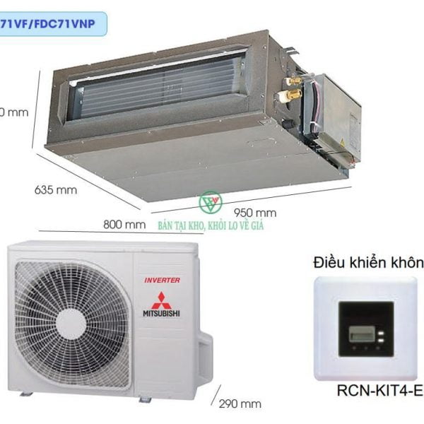 Điều hòa nối ống gió Mitsubishi Heavy 24000BTU 2 chiều FDUM71VF1/FDC71VNP [Điện máy EEW]