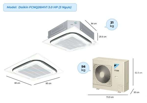 Điều Hòa âm Trần Daikin 1 Chiều 26.000btu Fcnq26mv1/rnq26mv19